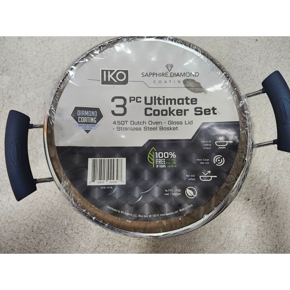 IKO Sapphire Diamond Coating Ultimate Cooker Set – 4.5 Qt Dutch Oven Lid Basket